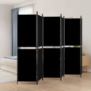 Divisorio a 6 Pannelli Nero 300 x 180 cm in Tessuto 350225