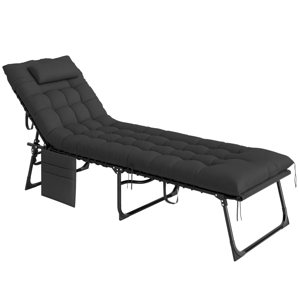 Sdraio pieghevole con cuscino e poggiatesta ¨C zephmum ¨C 58x189x32,5 cm nero