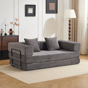 Divano letto pieghevole a pavimento con braccioli e schienale in velluto a coste grigio scuro 185 × 92,5 × 60 cm