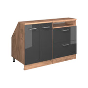 Set di mobili sottotetto Rion Antracite lucido/Rovere dorato 120 cm Set di 2 carcasse armadio profondità 60 cm Vicco