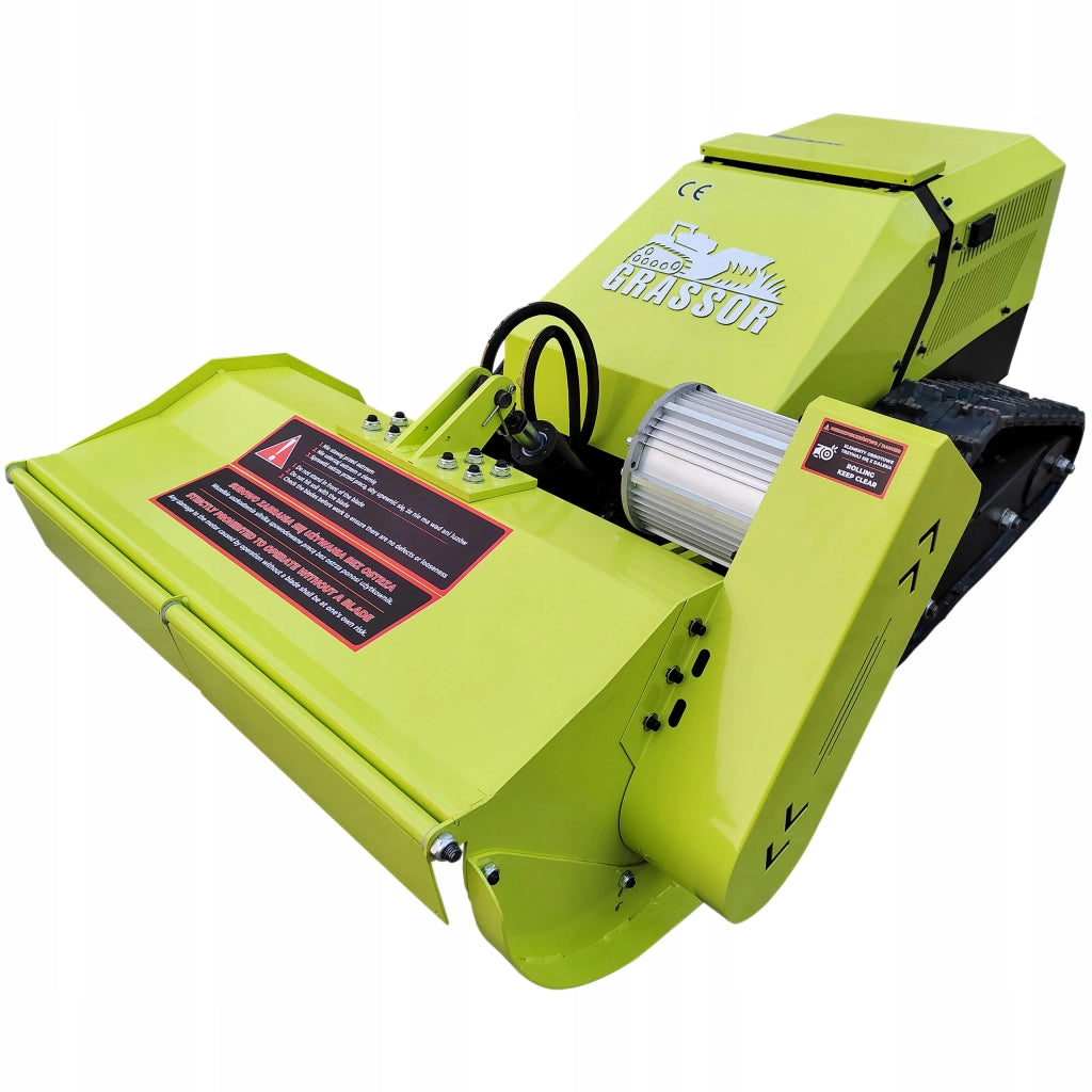 Kosiatrice Trinciatrice Elettrica Grassor AgroForce 800E-10 – 80 cm, 3000W, Batteria 8kWh, Telecomando 200 m, Cingolata