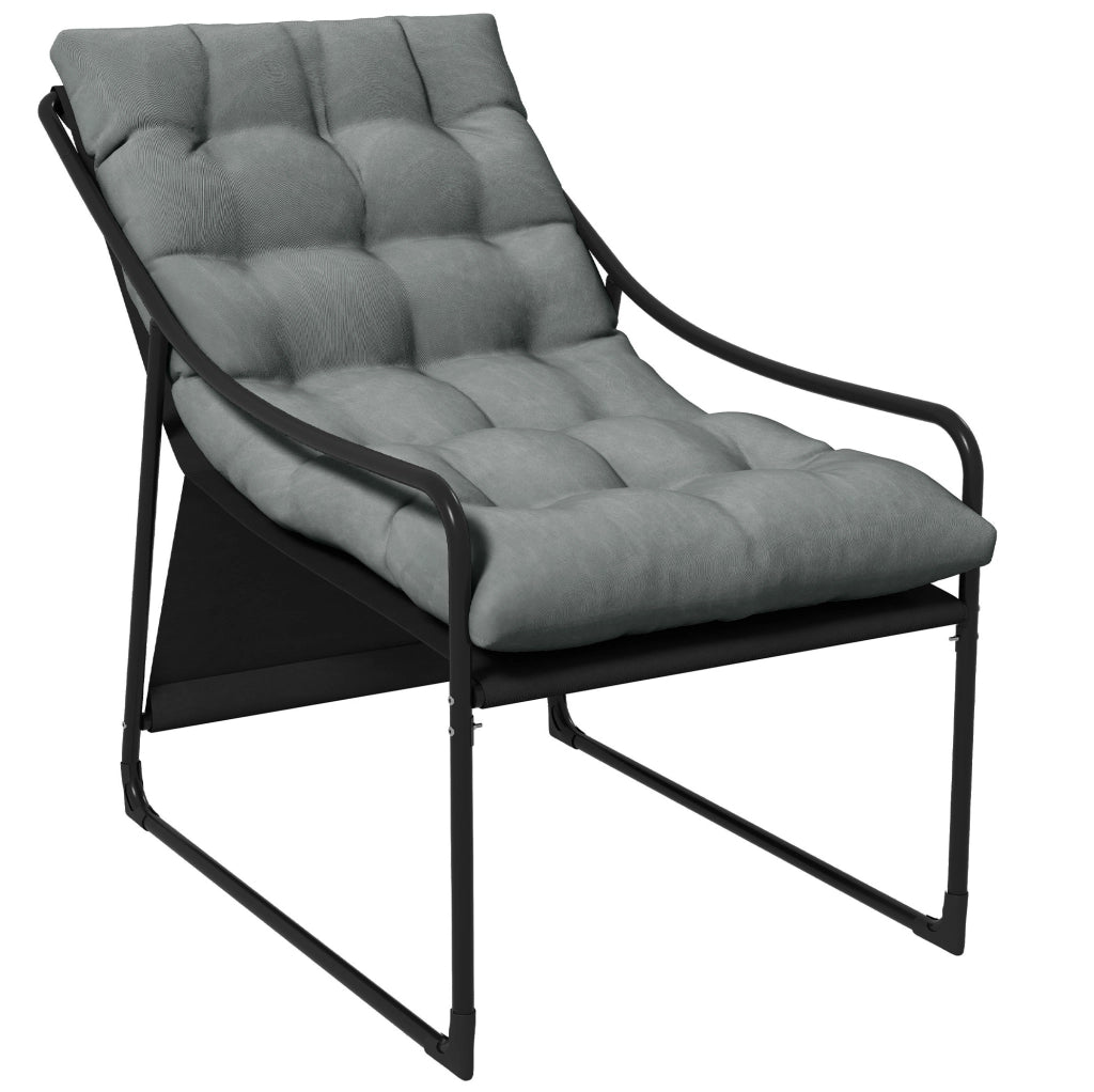 Poltrona lounge da giardino con cuscino da 10 cm; struttura in acciaio grigio