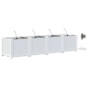 Set di 4 fioriere da giardino dal design moderno 160 x 40 x 37,5 cm con sistema di irrigazione acciaio bianco 02_0058610