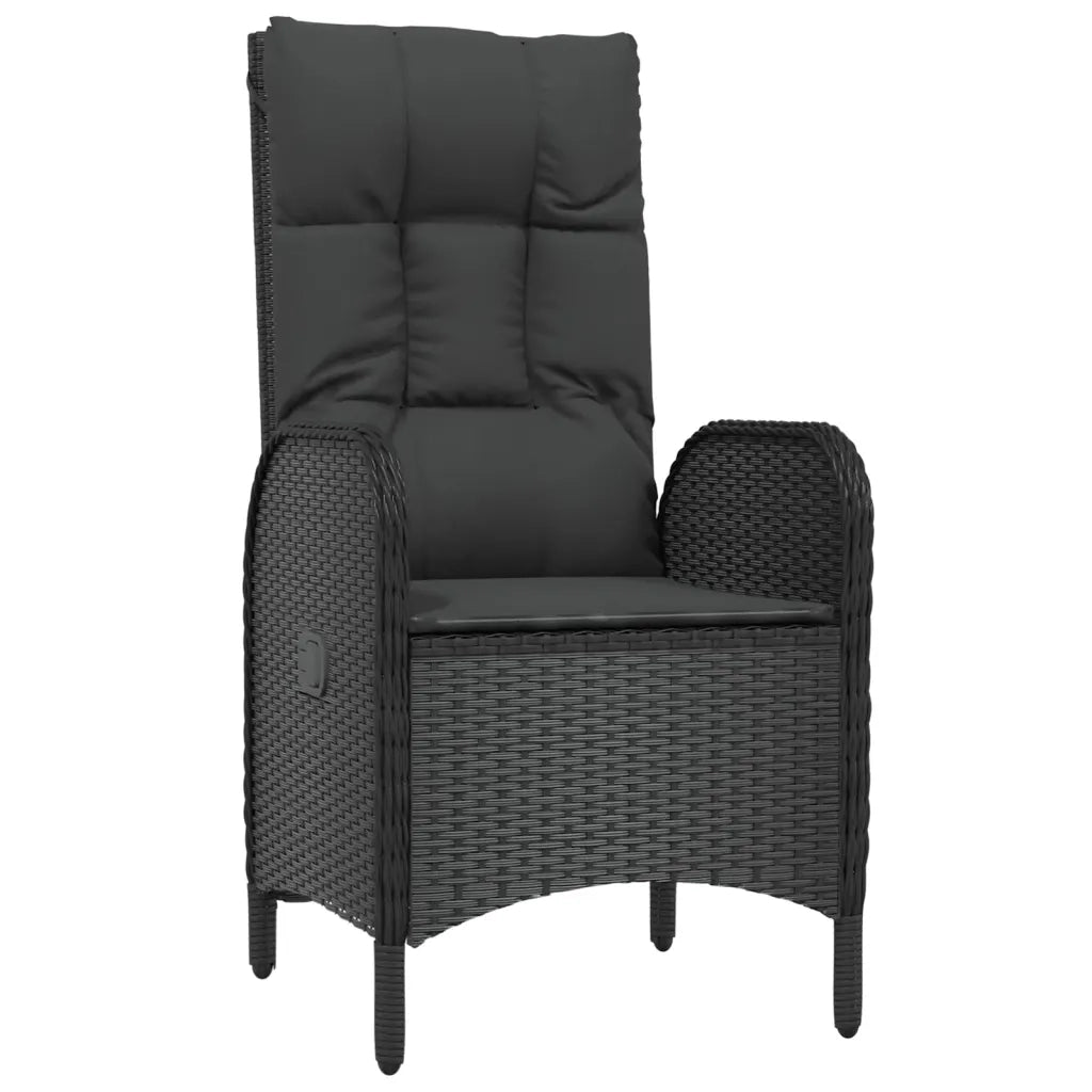 Set da Pranzo Giardino 9pz con Cuscini Nero e Grigio Polyrattan 3185058