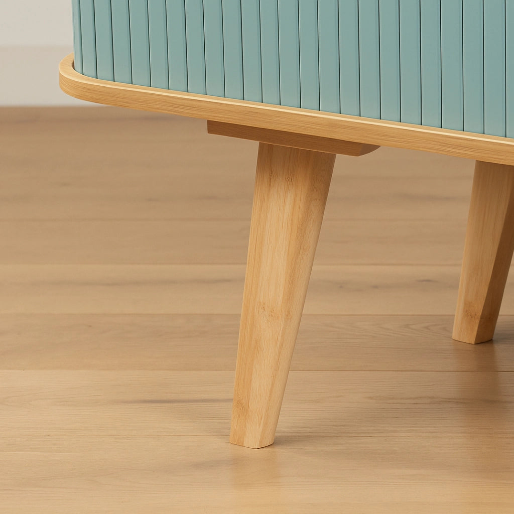 Mobile TV Tysvær 120x40x58 cm - Naturale / Azzurro [en.casa]