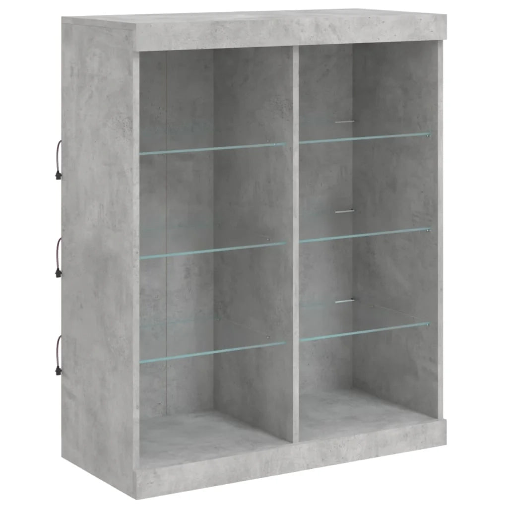 Buffet credenza cassettiera armadio mobile contenitore organizer per cucina soggiorno salotto con luci LED 3 pezzi legno ingegnerizzato grigio 02_0037221