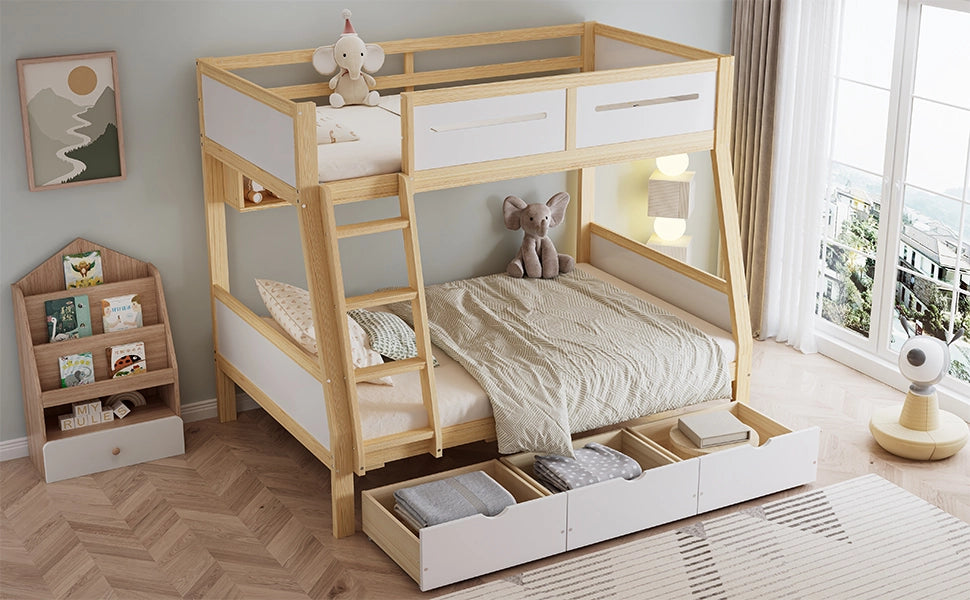 LETTO A CASTELLO PER BAMBINI 90x200/120x200 cm Bianco+Naturale