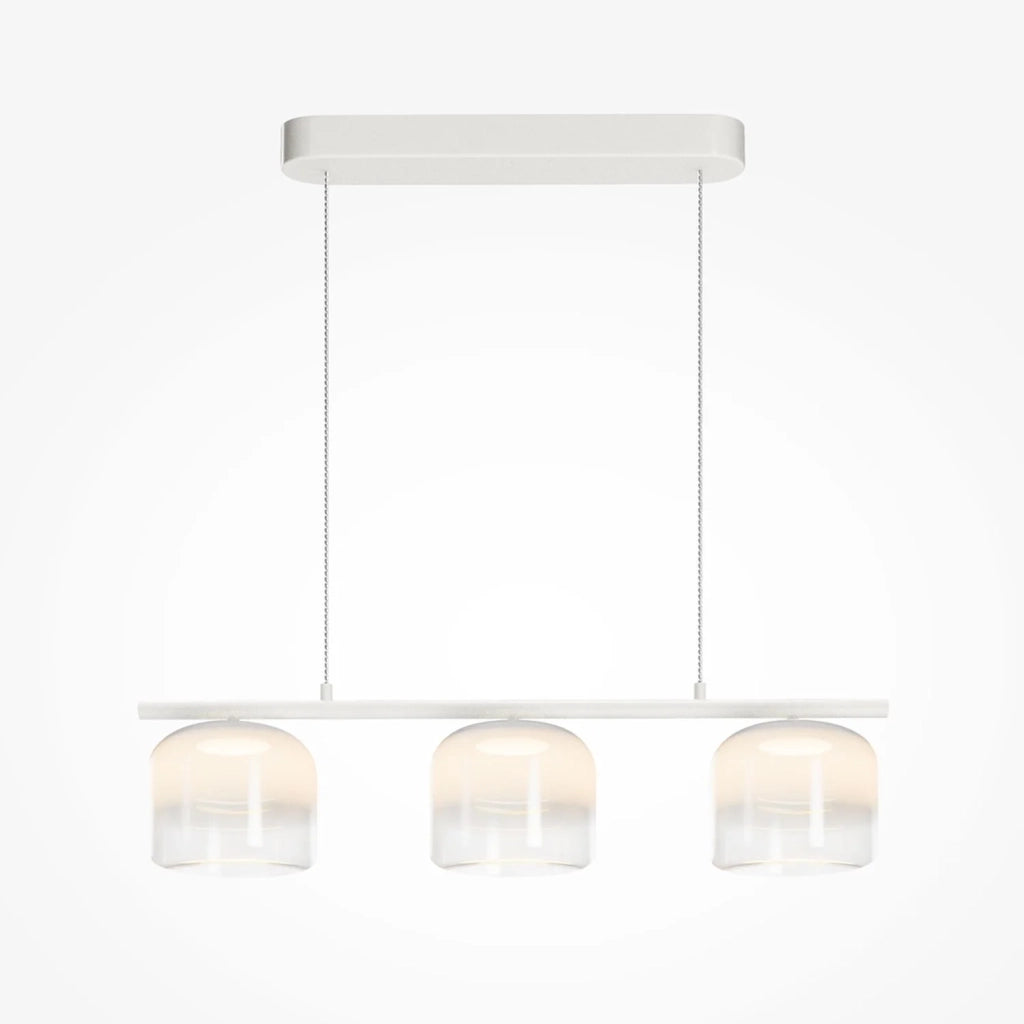 Lampadario Contemporaneo Spirito Metallo E Vetro Bianco 3 Luci Led 14W