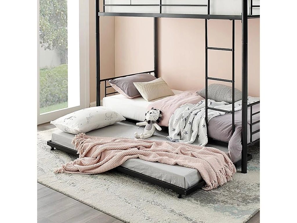 Letto a castello "ADAM" con cassetto estraibile - 90 x 190 cm - Metallo - Nero