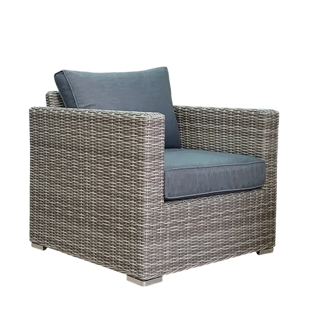 SET SALOTTO ICARO IN RATTAN GRIGIO CON CUSCINI.