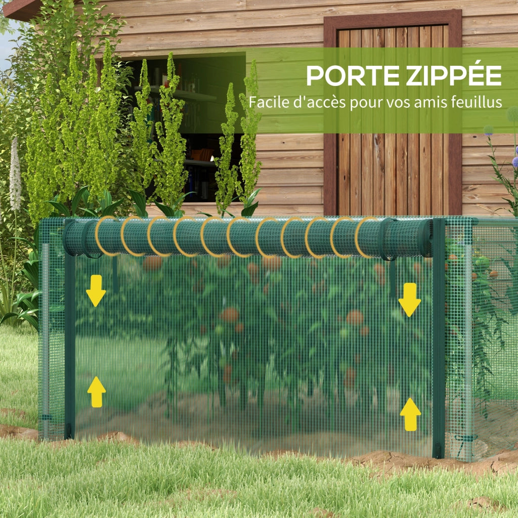 Serra da giardino per pomodori con rete protezione e porta zip ¨C zephmum ¨C grigio HDPE 125x373x62.5 cm