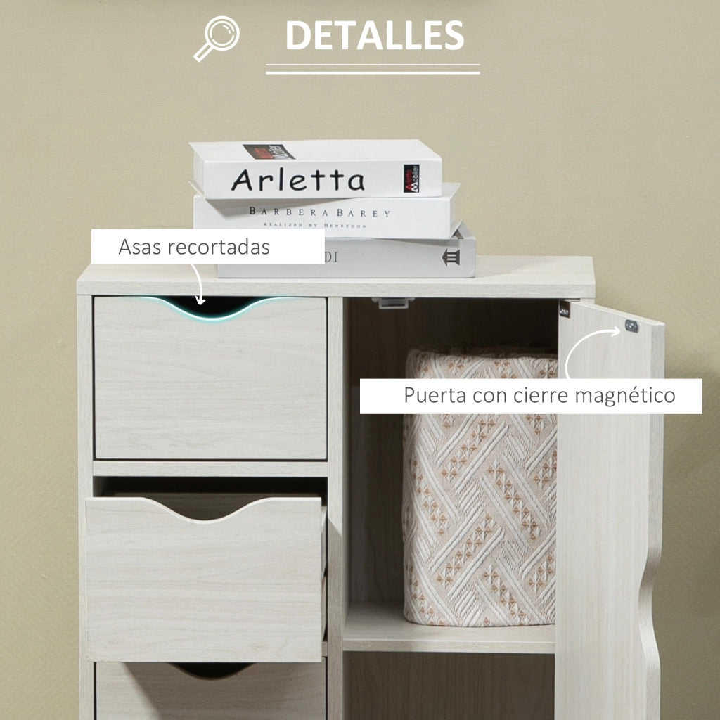 Armadio con 4 Cassetti 1 Anta e Ripiano Interno ¨C zephmum ¨C Bianco 54x29x83 cm