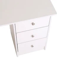 Scrivania Porta PC per Camera e Ufficio con Cassettiera e Ripiani Portaoggetti in Legno 120x49x72cm Bianco