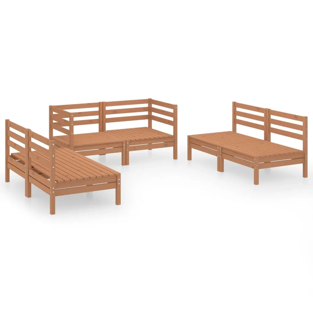 Set Divani da Giardino 6 pz Miele in Legno Massello di Pino cod mxl 36465