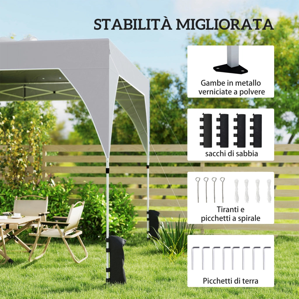 Gazebo Pieghevole 3x3 m ¨C zephmum ¨C Grigio Scuro, Tessuto Oxford, Metallo
