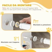 Cancellino per Cani Regolabile da 76-104 cm, Cancelletto Alto 106 cm con 2 Estensioni, Bianco