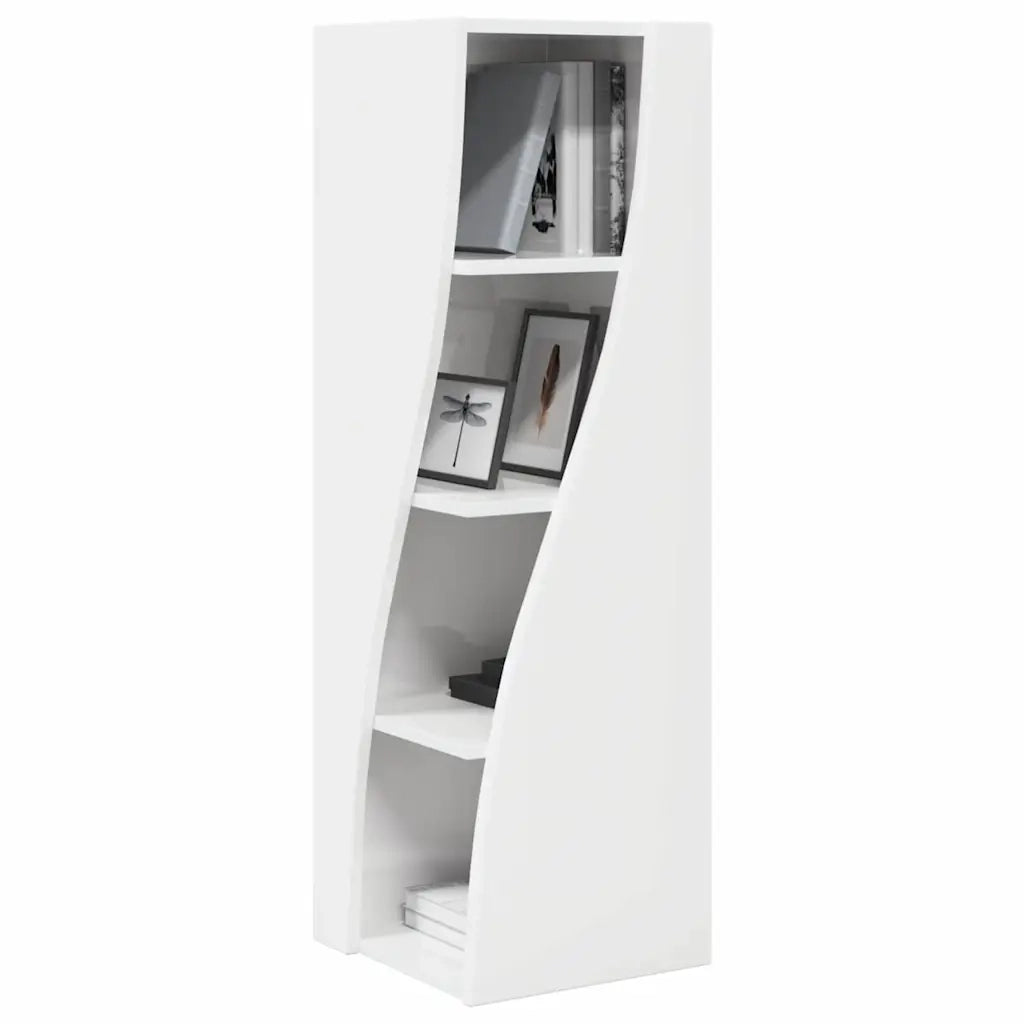 Mobile angolare Bianco Lucido 32x32x102cm Legno multistrato