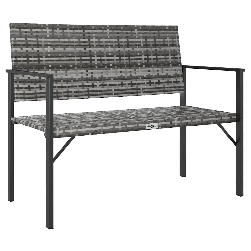 Panca da Giardino a 2 Posti-Sgabello-Panca da esterno in Polyrattan Grigio