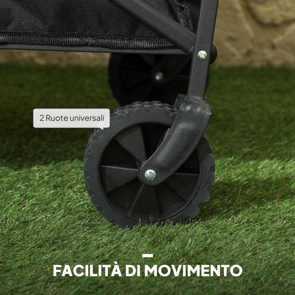 Carrello da Giardino Pieghevole 62L ¨C zephmum ¨C Nero, Metallo e Tessuto Oxford, 76x48x86 cm