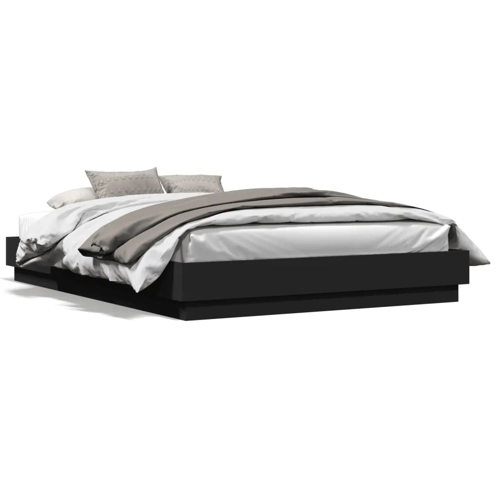 Giroletto con LED senza Materasso-Struttura Letto Nero 150x200 cm 615919