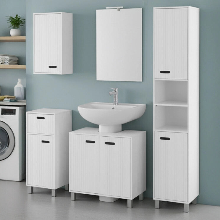 Set bagno con mobile sottolavabo 60 cm con base e pensile bianco Fast
