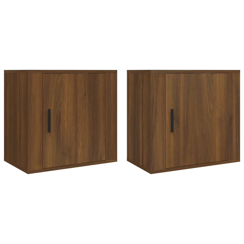 Comodini a Muro 2 pz Rovere Marrone 50x30x47 cm 816879