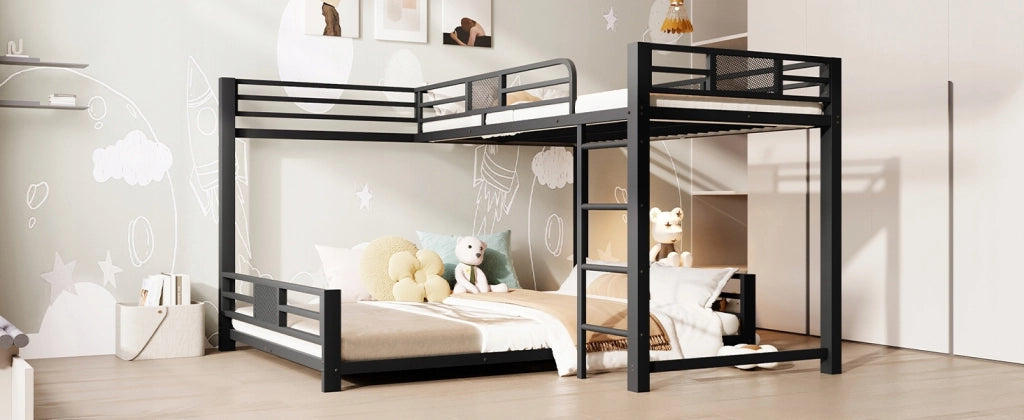 Letto a castello 90x200+140x200 - Xylo - Nero