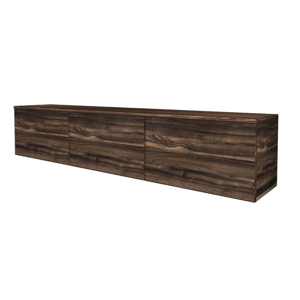Porta TV sospeso in legno "Neon" con illuminazione a LED - 160 x 32 x 35 cm - Marrone