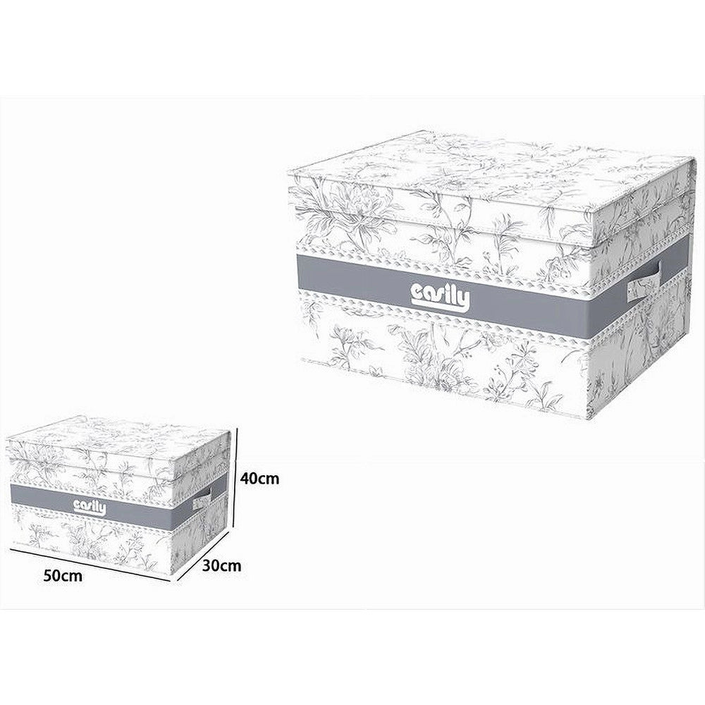 Trade Shop - Box Portatutto Scatola Salvaspazio Contenitore Organizer 50x40x25cm Fantasia 87317 -
