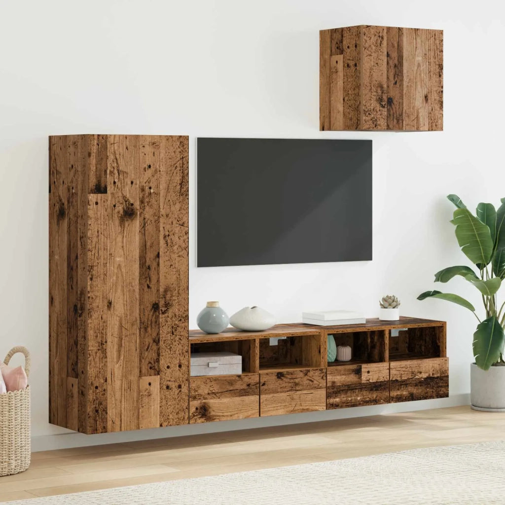 Unità per TV a Muro 4 pcs Legno vecchio Legno multistrato 3402779