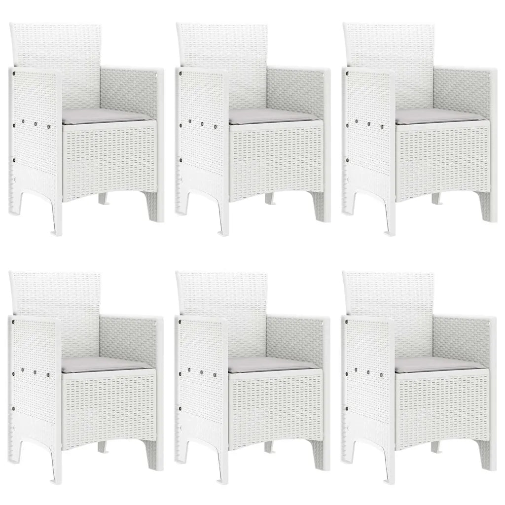 Set da Pranzo per Giardino 7 pcs Bianco Rattan Polt 3378564