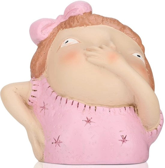 Bella scena da bagno con naso – divertenti cartelli da bagno in stile artistico, accessori per mensole, ragazzo con naso che tiene sculture e figurine per mensole uniche da bagno, decorazione, divertente