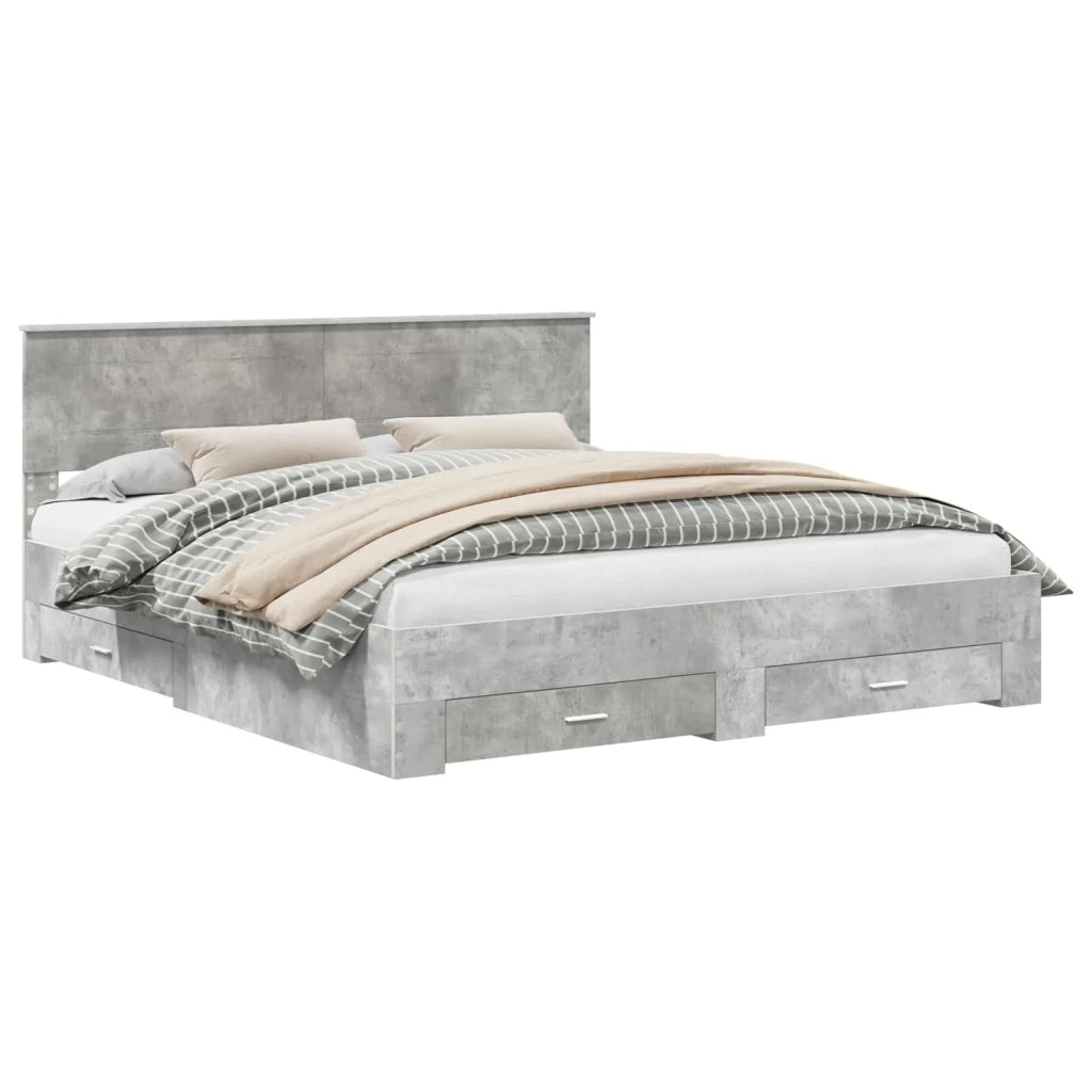 Struttura del letto con testiera-Giroletto con Testiera Grigio cemento 180 x 200 cm 367228
