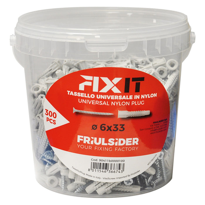 tassello nylon 'fixit' ã˜ 6 x 33 mm tsp 4 x 40 mm 300 pz cod:ferx.4306780nlm