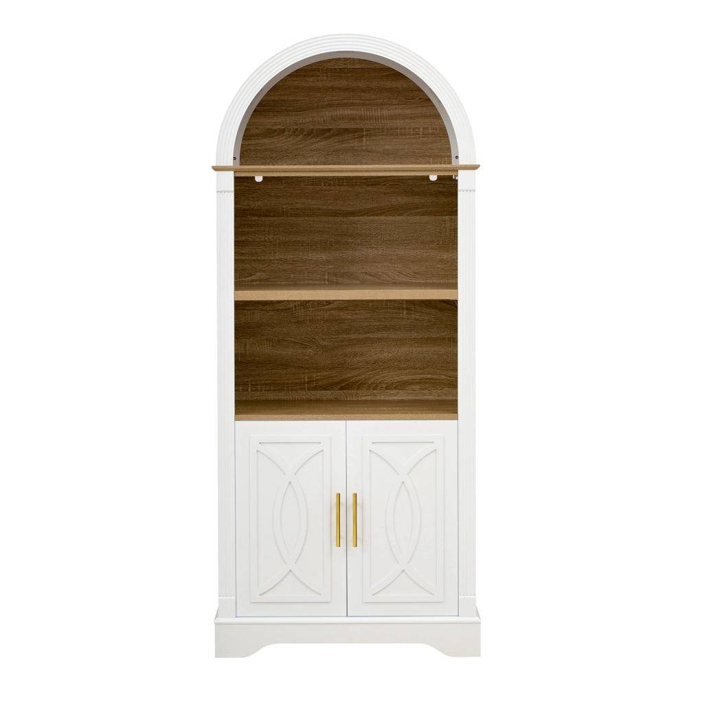 Credenza alta 76,2x40,1x180 cm in MDF bianco con LED, mobile cucina –