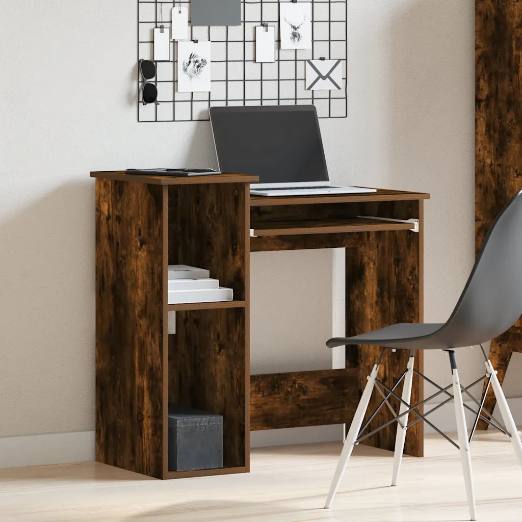 Scrivania | Tavolo da Ufficio Mensole Rovere Fumo 84x40x78 cm Legno Multistrato