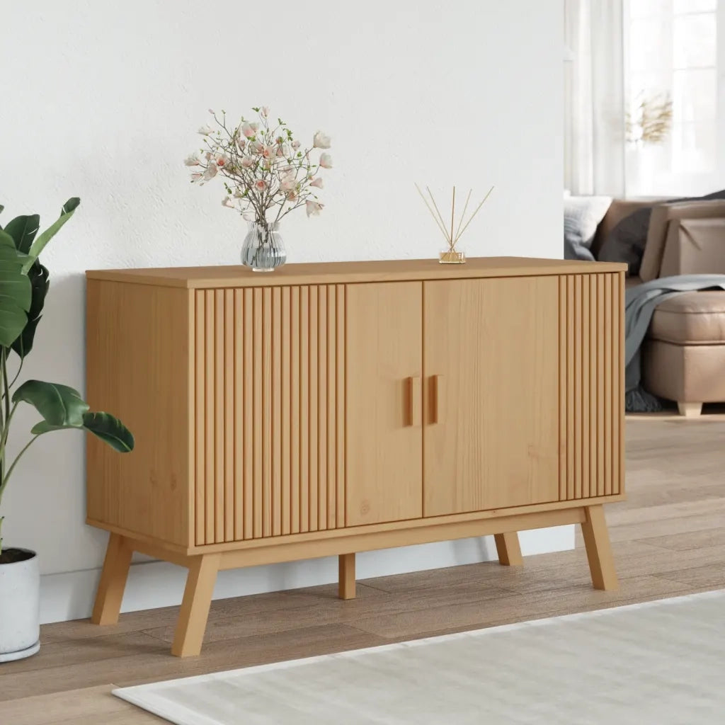 Credenza | Madia | Buffet da pranzo | Armadio da pranzo OLDEN Marrone 114x43x73,5 cm in Legno Massello di Pino
