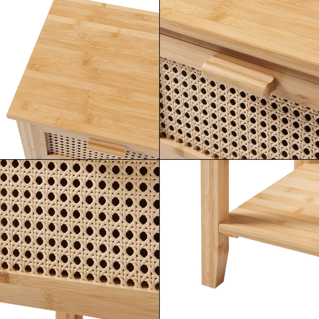 Comodino/contenitore/comodino in bambù Leirfjord 60 x 40 x 35 cm effetto rattan naturale 03_0011026