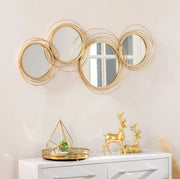 Set di specchi da parete rotondi in metallo dorato 107x56 cm