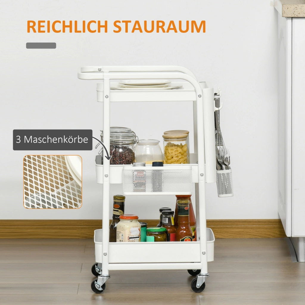 Carrello da cucina con lavagna forata, porta asciugamani e ceste ¨C zephmum ¨C bianco 51.5x32x75.6 cm