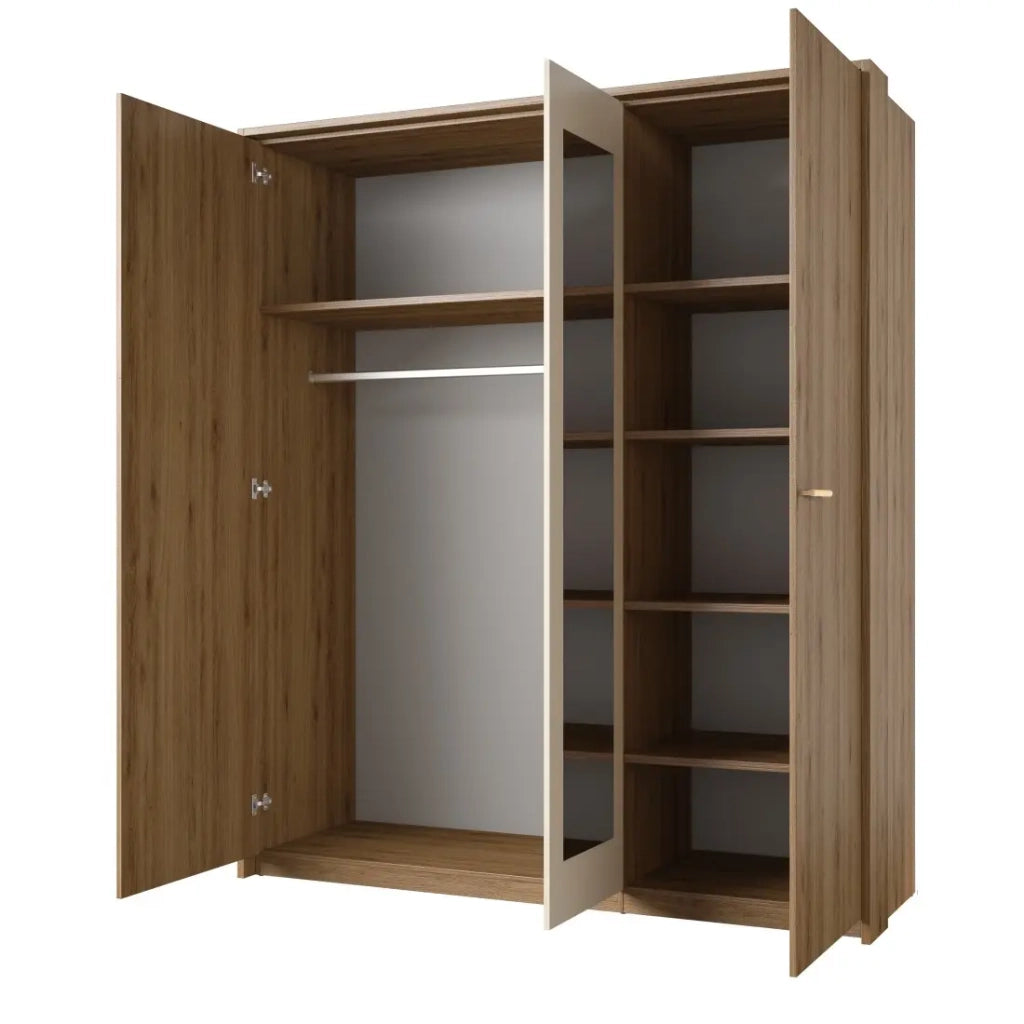 Camera completa VERTIGO – Letto 180x200 con doghe, 2 comodini, armadio a 3 ante, cassettiera + cornice design