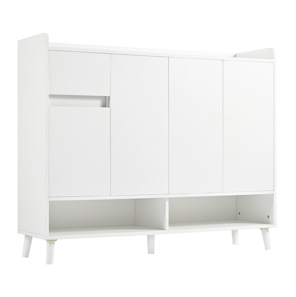 Mobile da ingresso moderno con ripiano regolabile; 1 cassetto e 4 ante; 120x35x99 cm; bianco