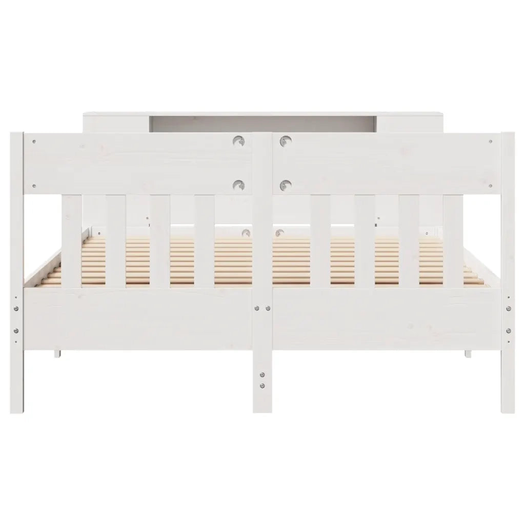 Letto Libreria senza Materasso Bianco 160x200 cm Legno di Pino 3323177
