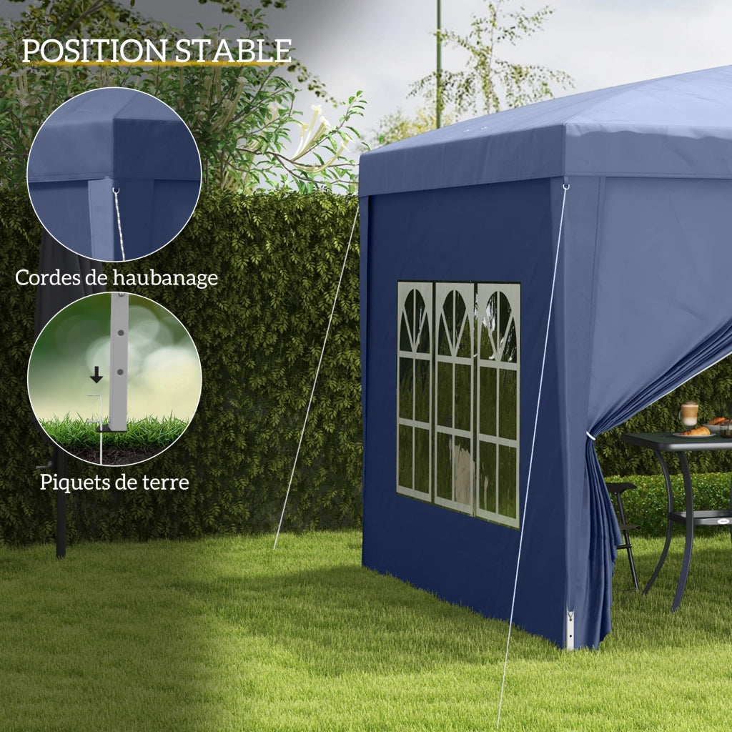 Tendone Pieghevole per Giardino ¨C Zephmum ¨C Blu 300x300x258 cm con Finestre e Custodia