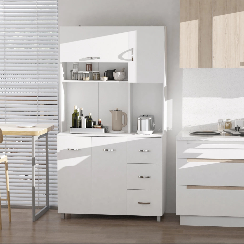 Credenza Bianco con Cassetti e Ante ¨C zephmum ¨C Bianco 100x39.5x183.5cm