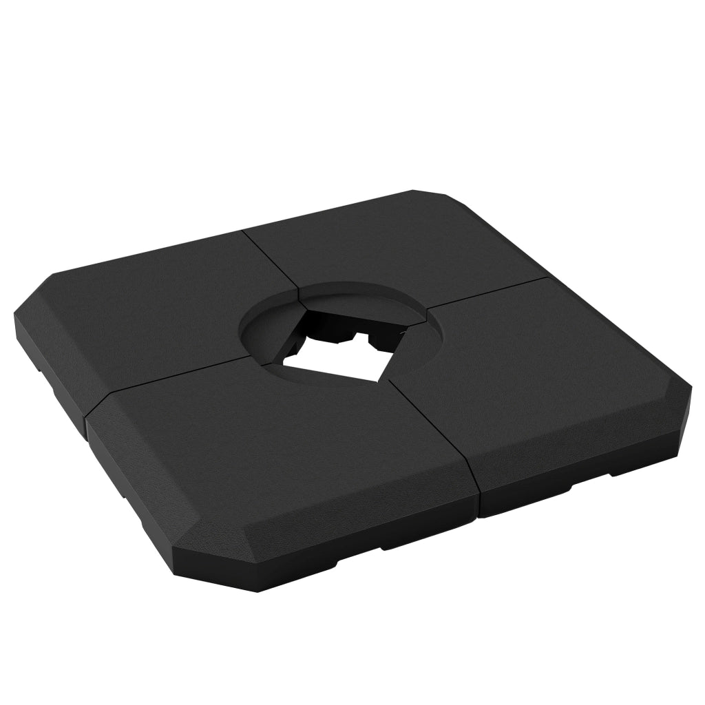Base per Ombrellone a Braccio da 4 Pezzi Riempibile con Acqua o Sabbia per Basi a Croce da 100x100cm, Nero