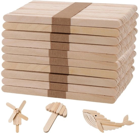 Stecchi per ghiaccio 500 pezzi - Stecchi in legno - Stuzzicadenti in legno - 15 cm - Multifunzionali - Ideali per progetti di fai da te - Stuzzicadenti per fai da te