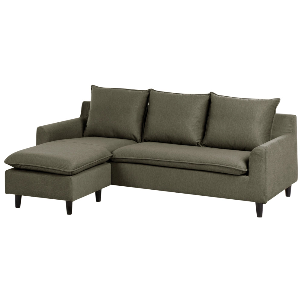 Divano componibile angolare in tessuto verde scuro lato destro Cuscino schienale stile moderno