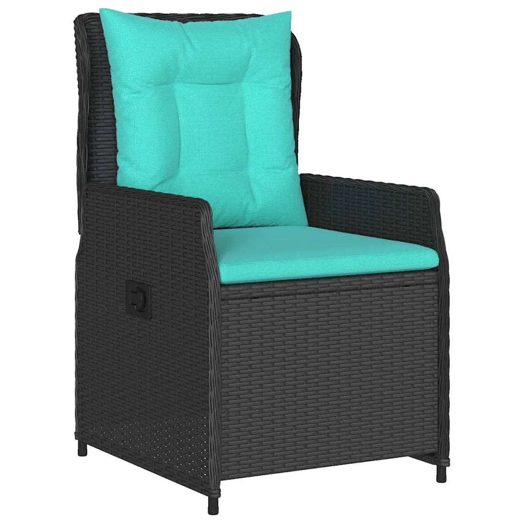 Set da Pranzo per Giardino 7 pcs Nero Poly Rattan 3381041