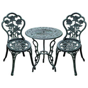 Set da bistrot, set da giardino a 3 pezzi, mobili da giardino, verde anticato, in alluminio pressofuso per balcone e terrazzo